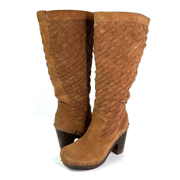 UGG Australia Arroyo Weave Suede Platform Boot, Dark Chestnut Size 9 - Picture 9 of 9